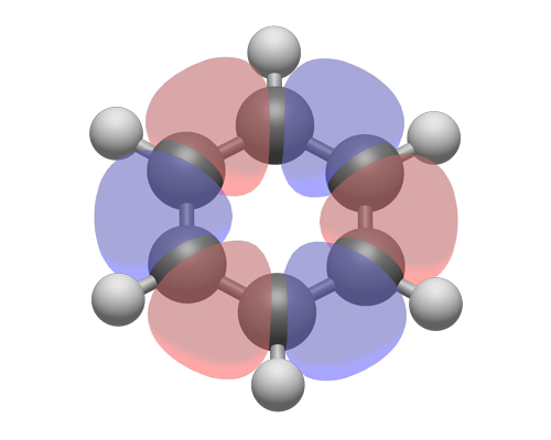 Benzene with rendered molecular orbital